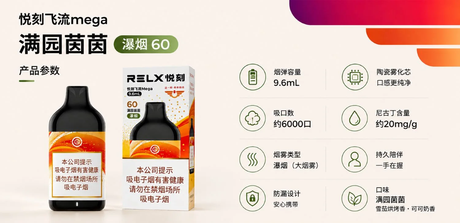 悦刻飞流Mega满园茵茵瀑烟60参数介绍